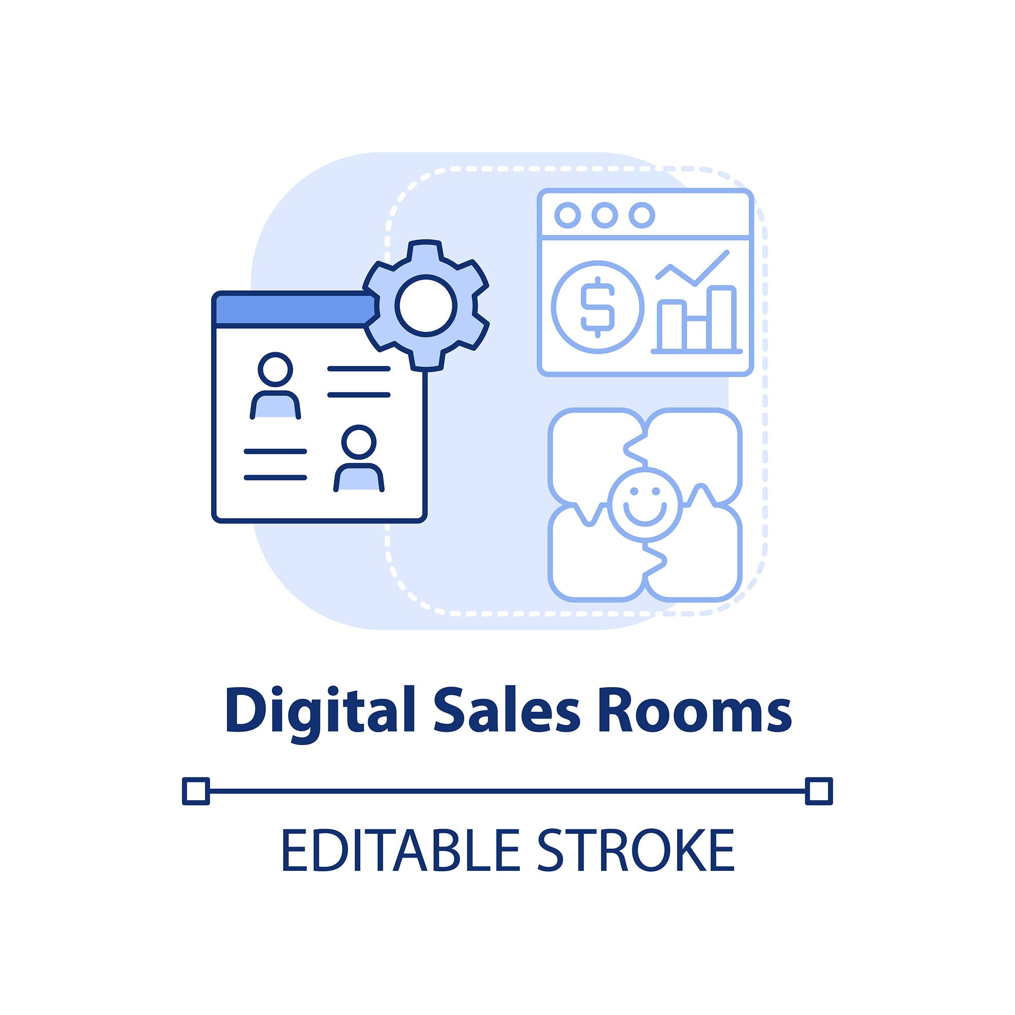 Sales trends blue concept icons bundle