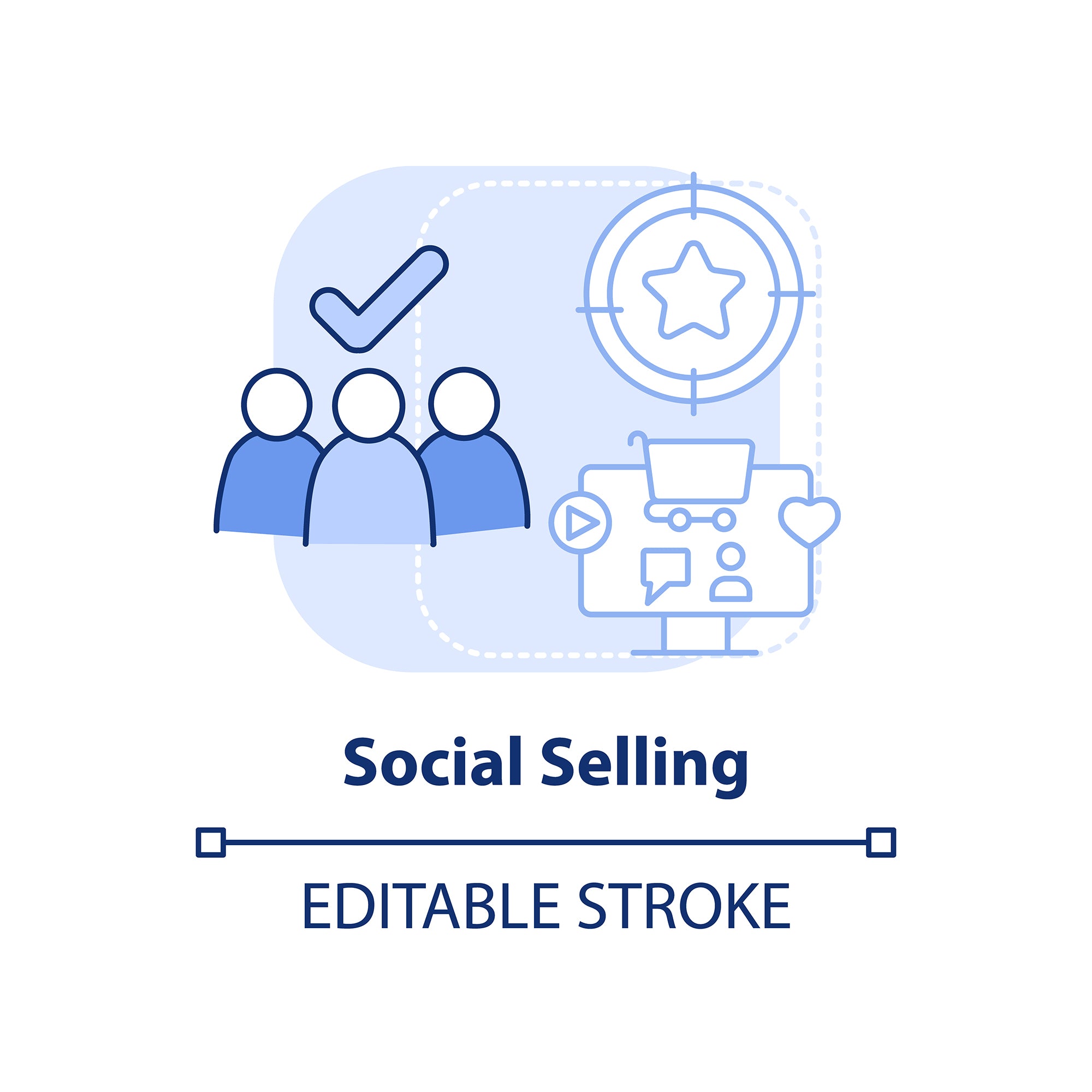 Sales trends blue concept icons bundle