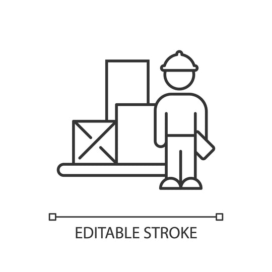 Supply chain management linear icons set