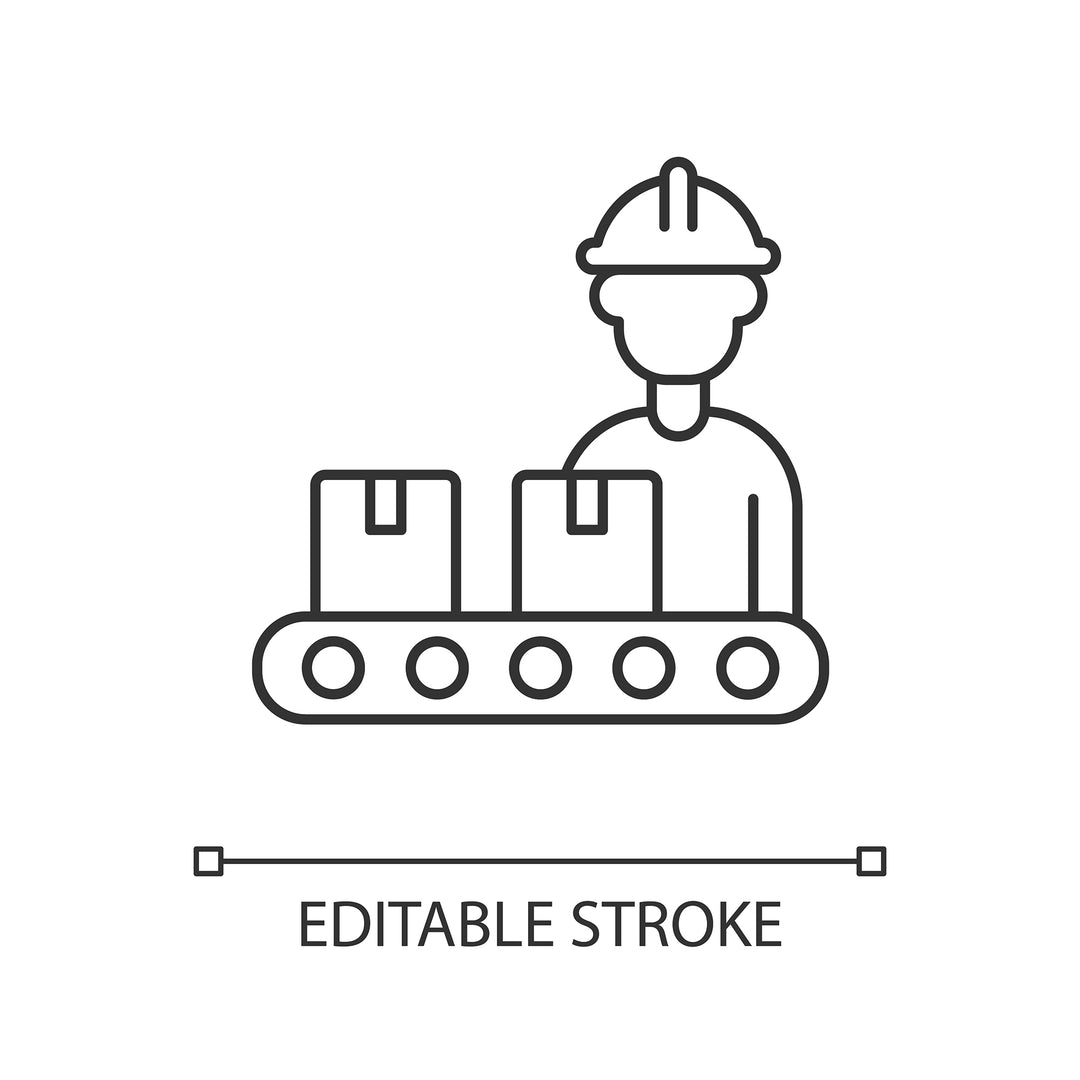 Supply chain management linear icons set