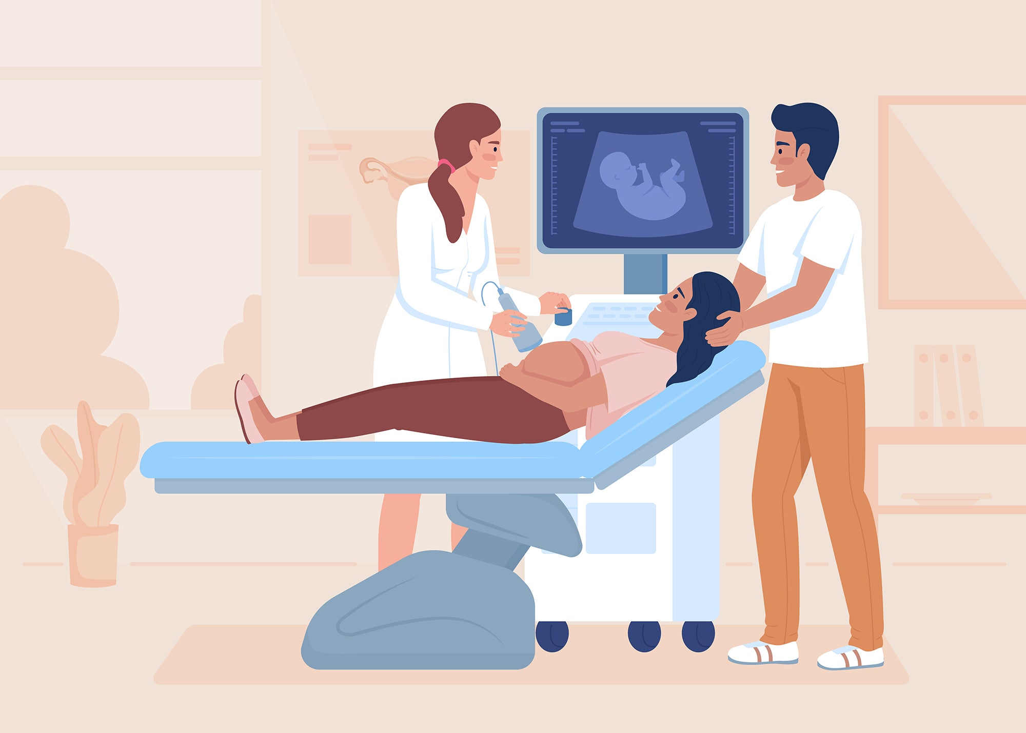 Patients examination in hospital flat color vector illustrations set