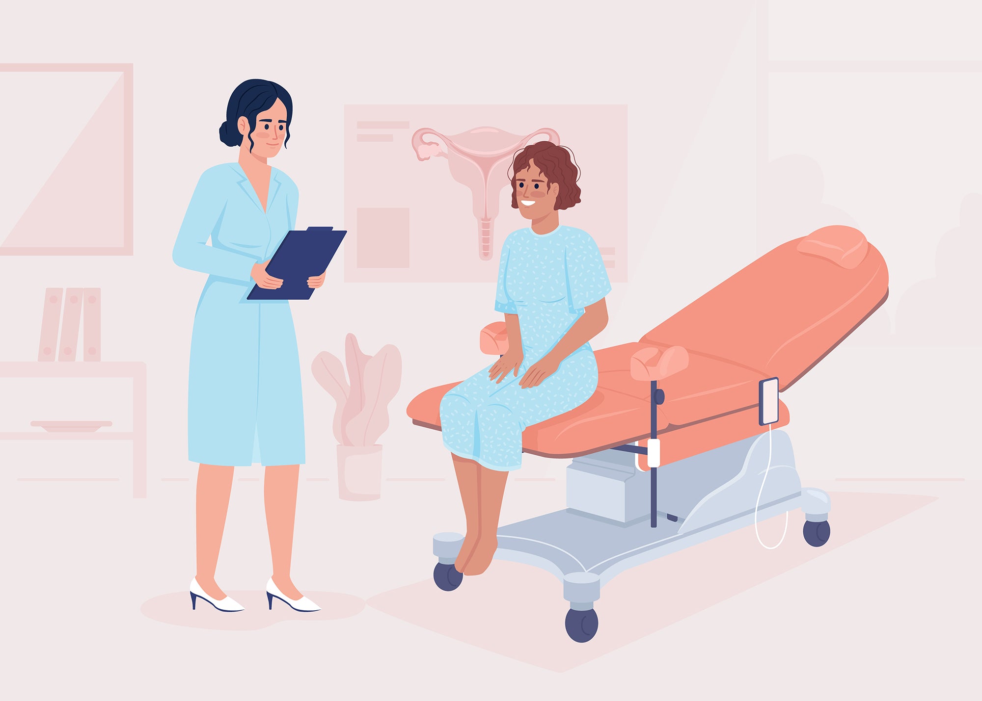 Patients examination in hospital flat color vector illustrations set