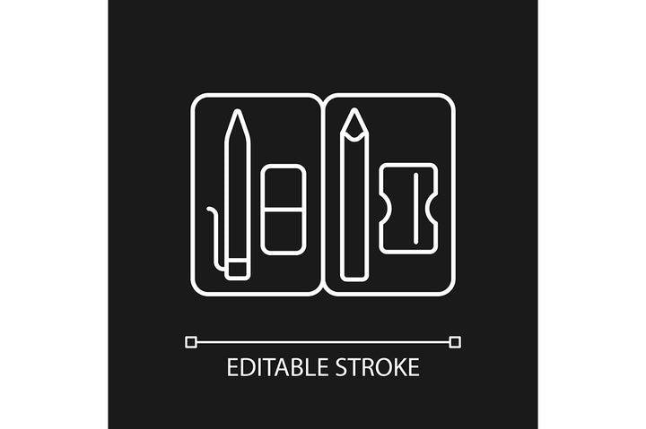 School supplies linear icons set