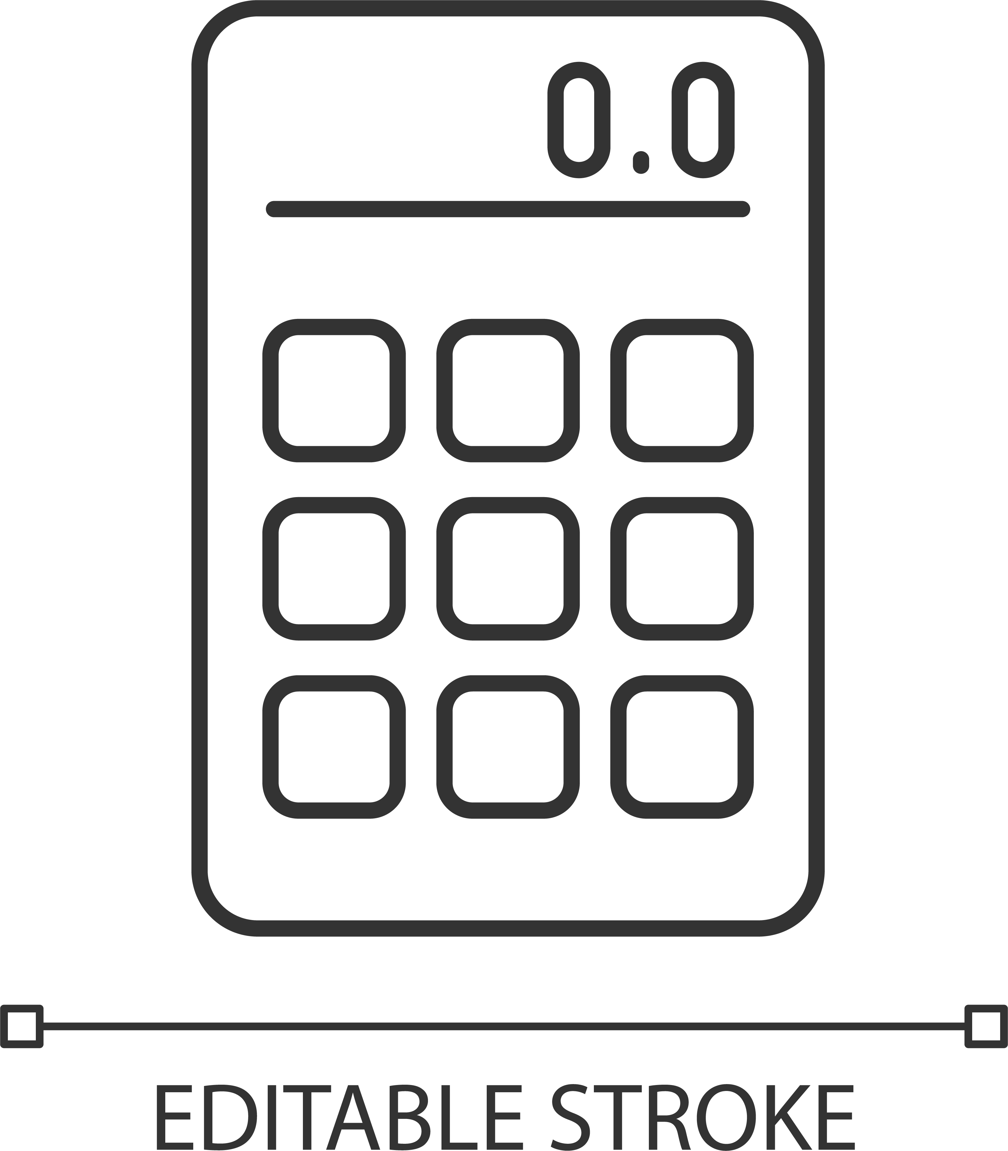 School supplies linear icons set