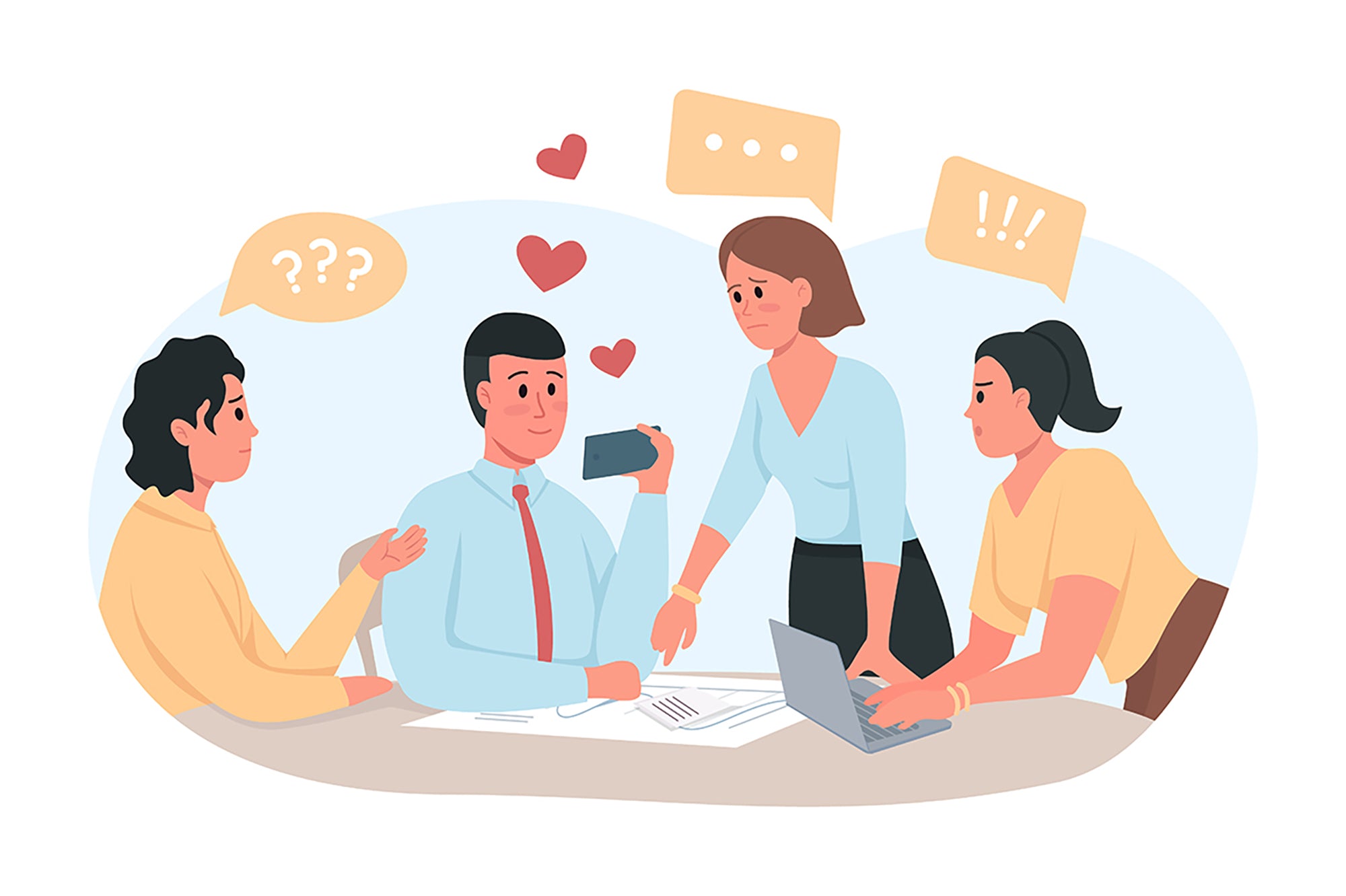 Dating flat color vector illustration bundle