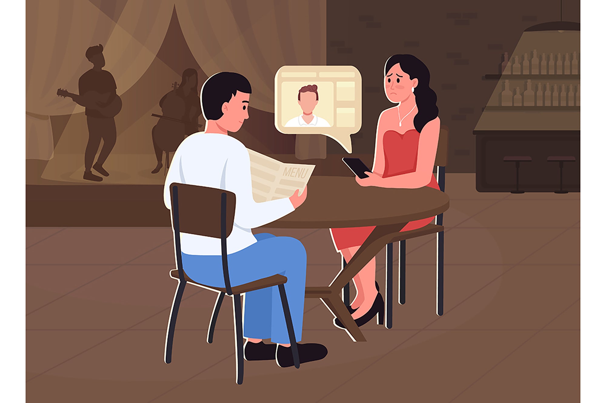 Dating flat color vector illustration bundle