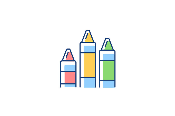 School supplies light and dark theme RGB color icons set