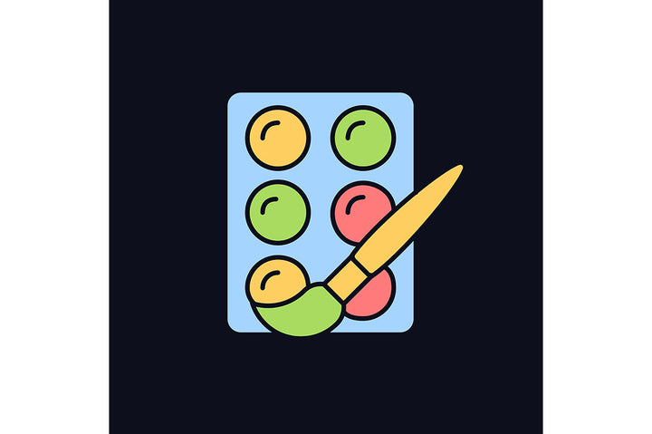 School supplies light and dark theme RGB color icons set