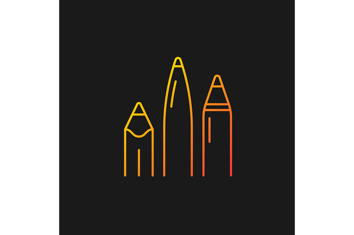 School supplies gradient icons set for dark and light mode