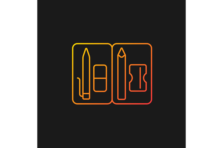 School supplies gradient icons set for dark and light mode