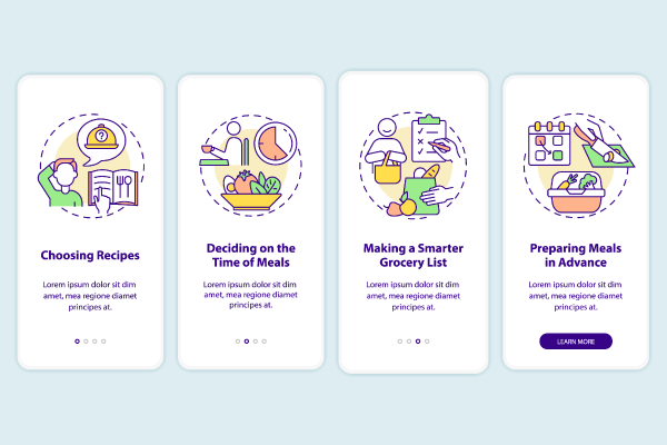 Meal plan app page screen bundle
