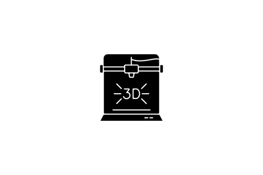 3d printing technology black glyph icons set