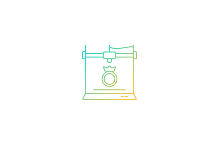 3d printing technology gradient icons set for dark and light mode