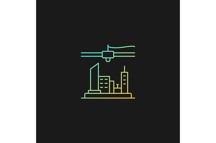 3d printing technology gradient icons set for dark and light mode