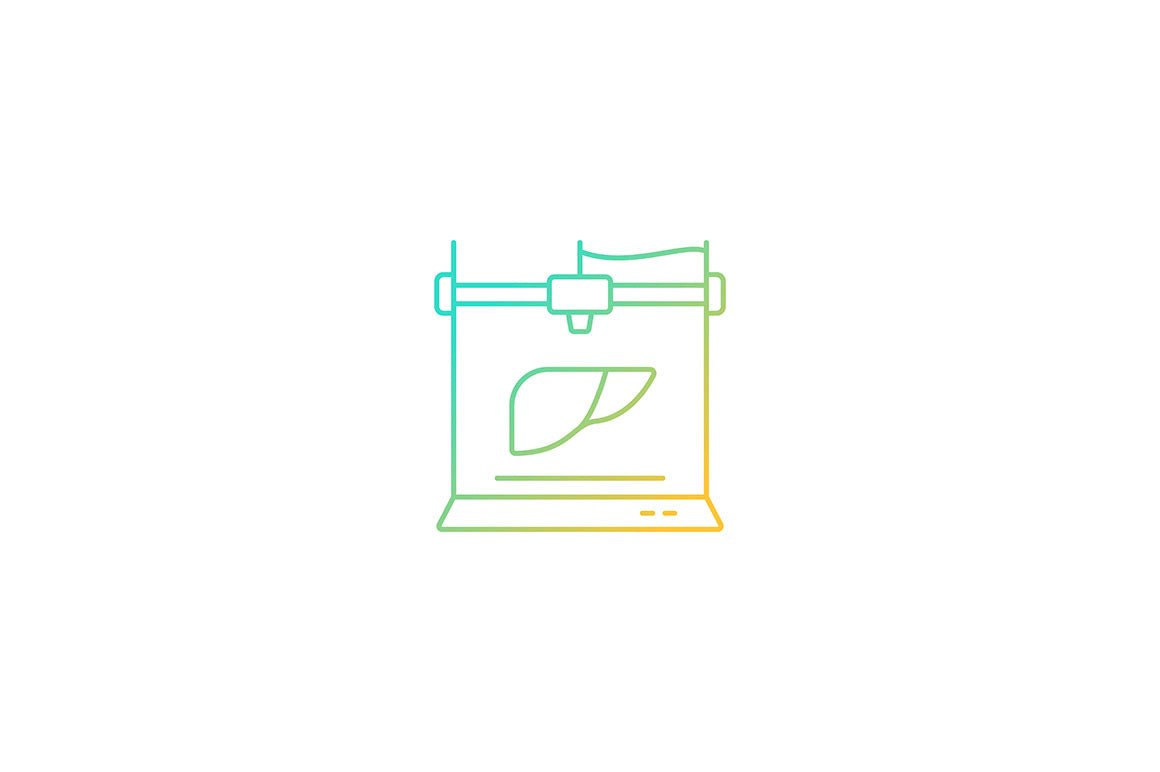 3d printing technology gradient icons set for dark and light mode