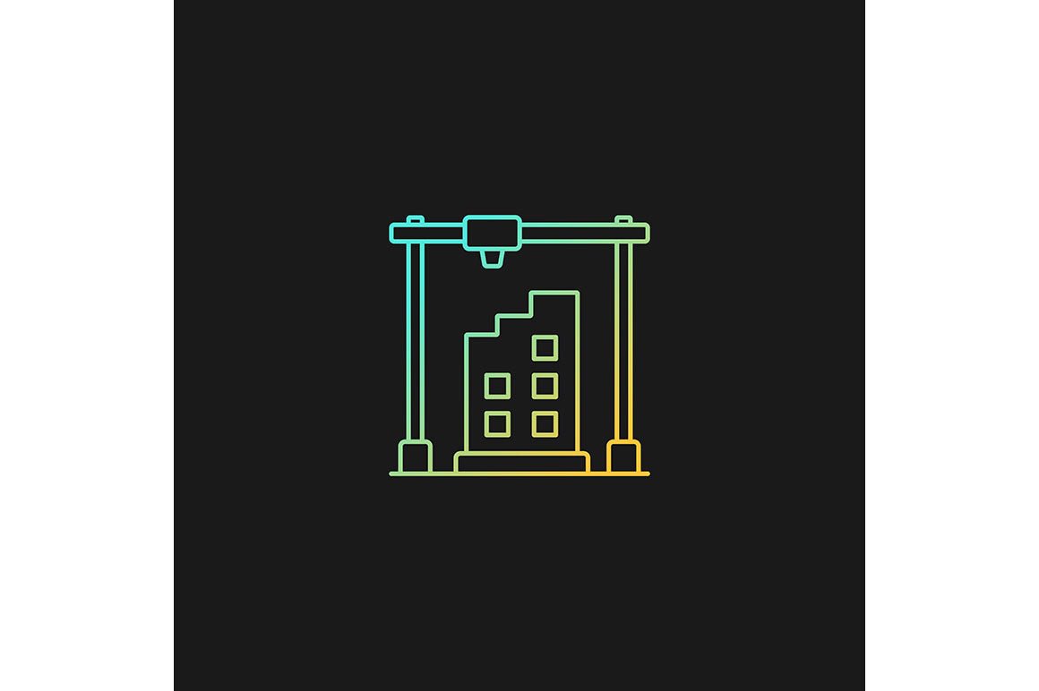 3d printing technology gradient icons set for dark and light mode