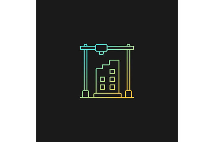 3d printing technology gradient icons set for dark and light mode