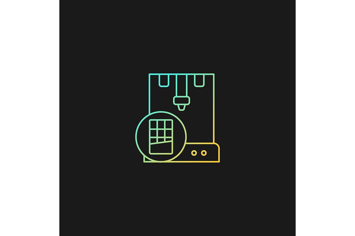 3d printing technology gradient icons set for dark and light mode