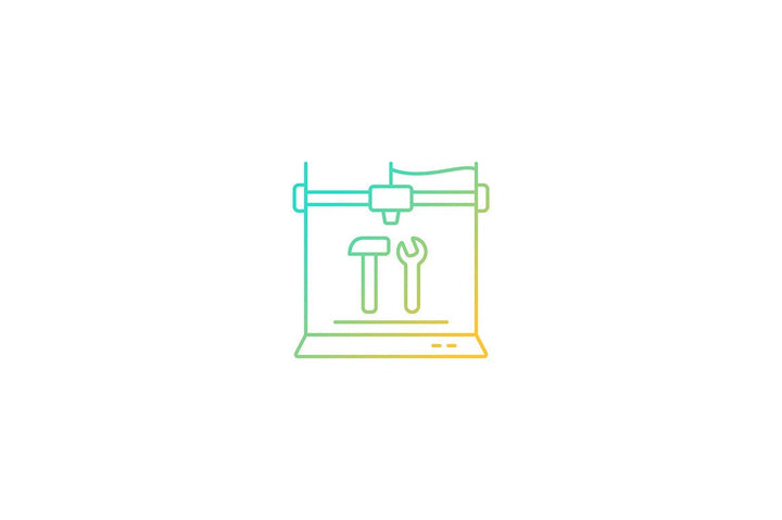 3d printing technology gradient icons set for dark and light mode