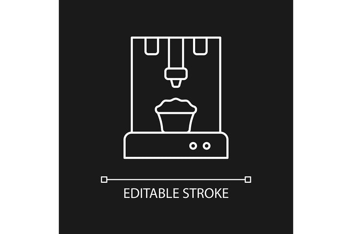 3d printing technology linear icons set for dark and light mode