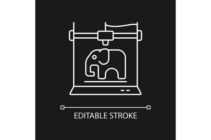 3d printing technology linear icons set for dark and light mode