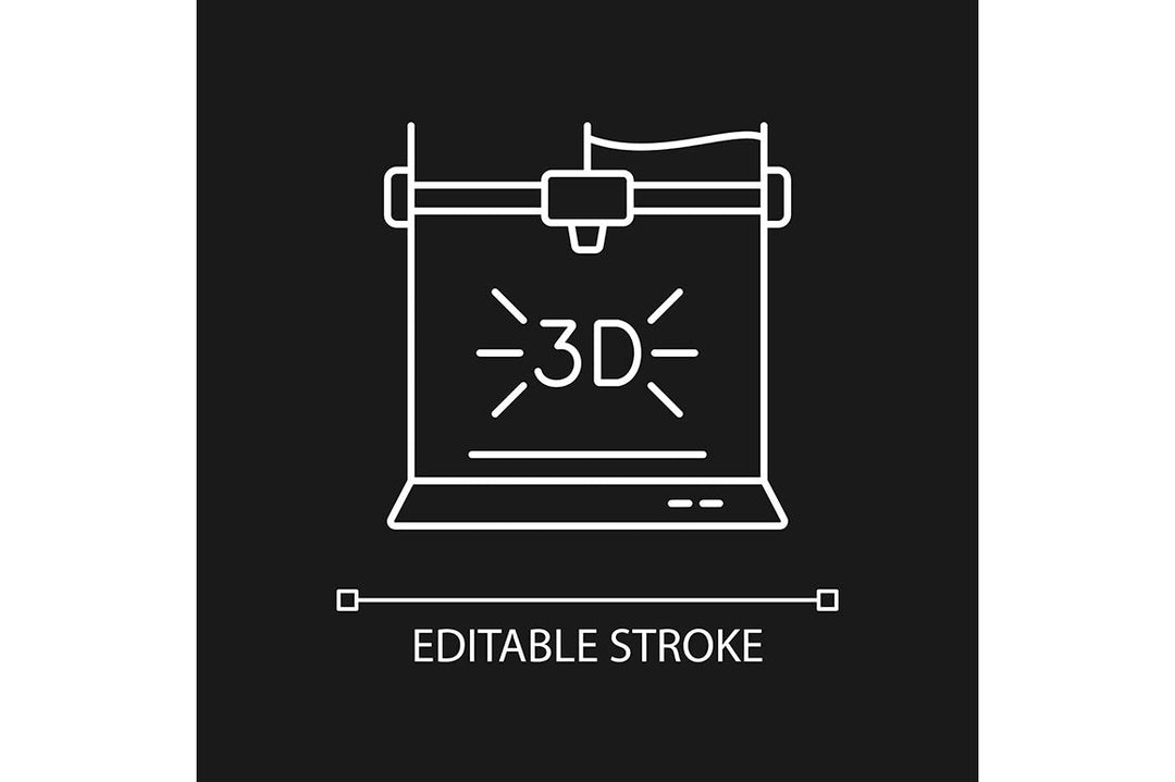 3d printing technology linear icons set for dark and light mode