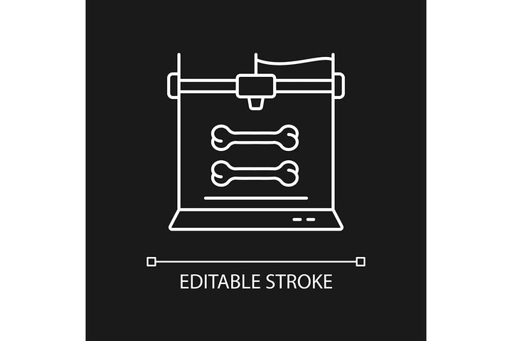 3d printing technology linear icons set for dark and light mode