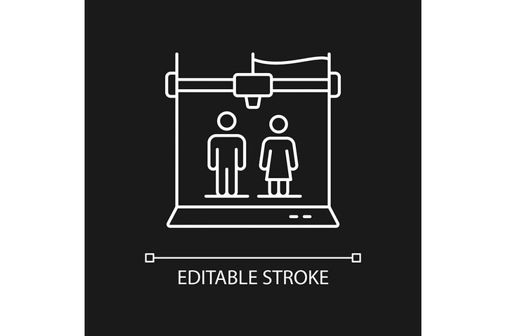 3d printing technology linear icons set for dark and light mode