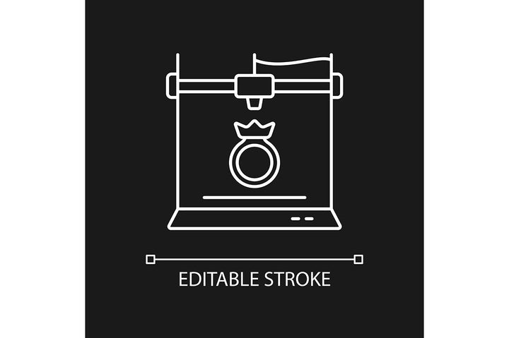 3d printing technology linear icons set for dark and light mode