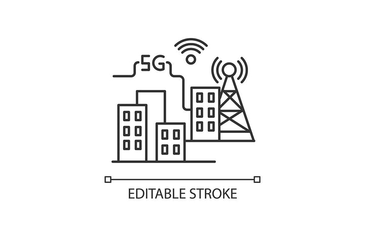 5G technology pixel perfect linear icons set