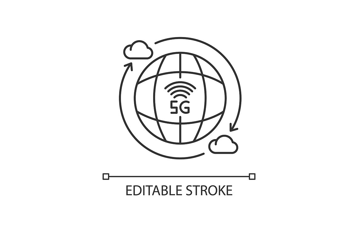 5G technology pixel perfect linear icons set