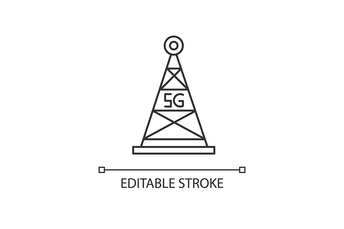 5G technology pixel perfect linear icons set