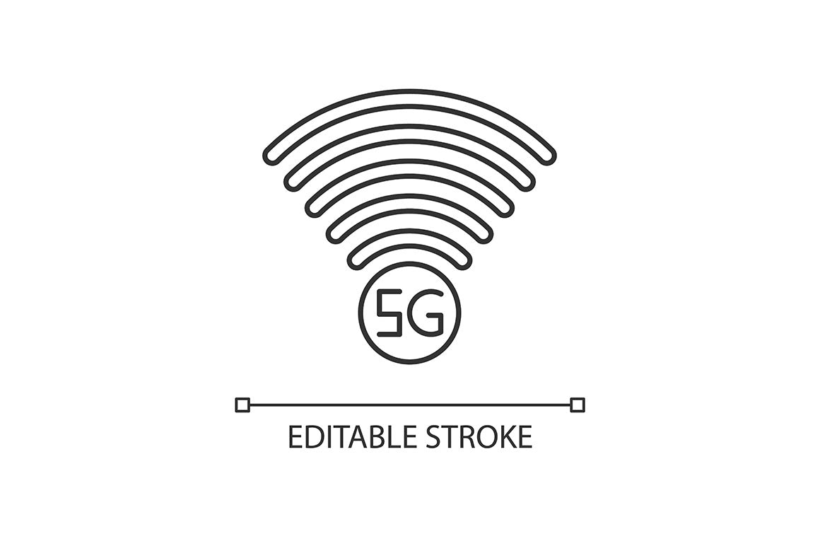 5G technology pixel perfect linear icons set