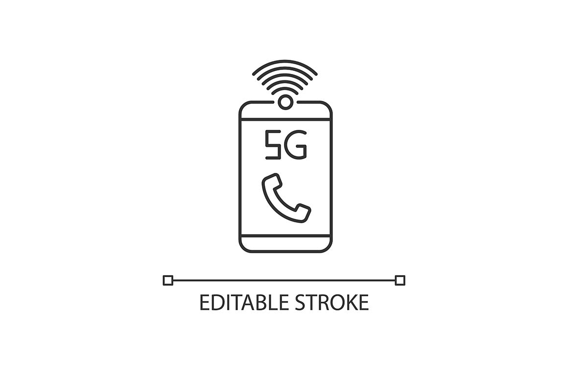 5G technology pixel perfect linear icons set