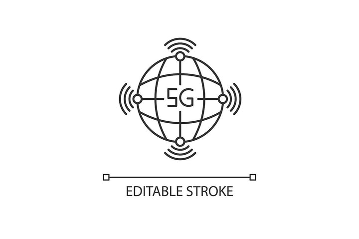 5G technology pixel perfect linear icons set