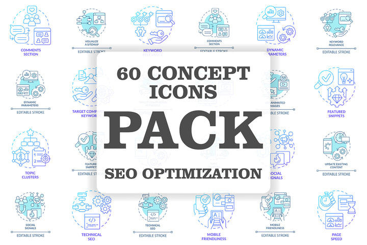 SEO optimization concept icons bundle