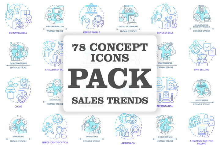 Sales trends concept icons bundle
