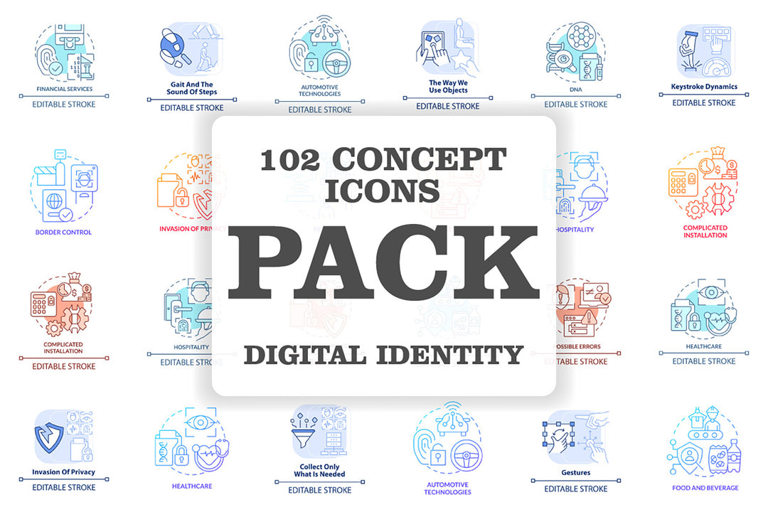 Digital identity concept icons bundle