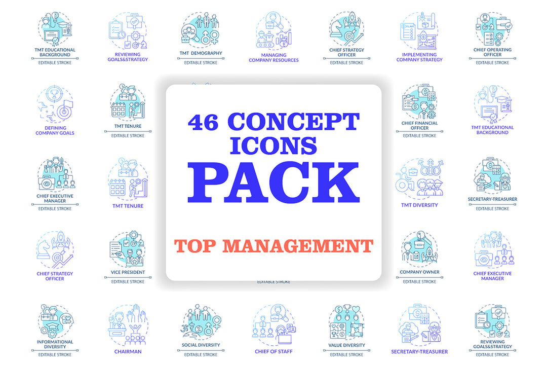 Top management concept icons bundle