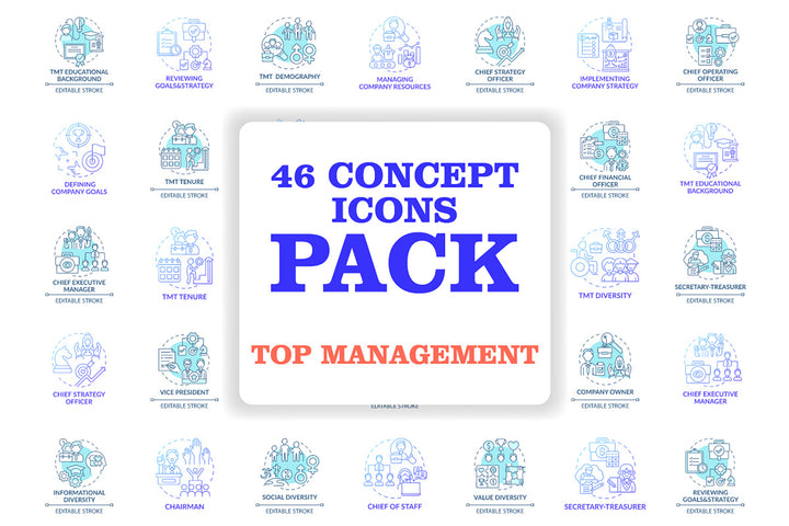 Top management concept icons bundle
