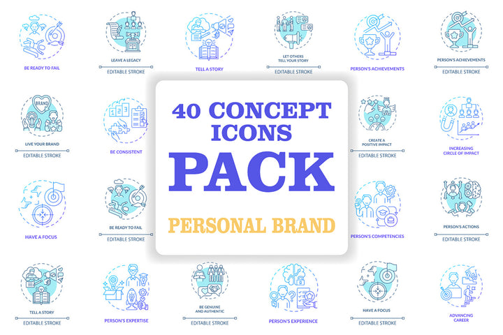 Personal brand concept icons bundle