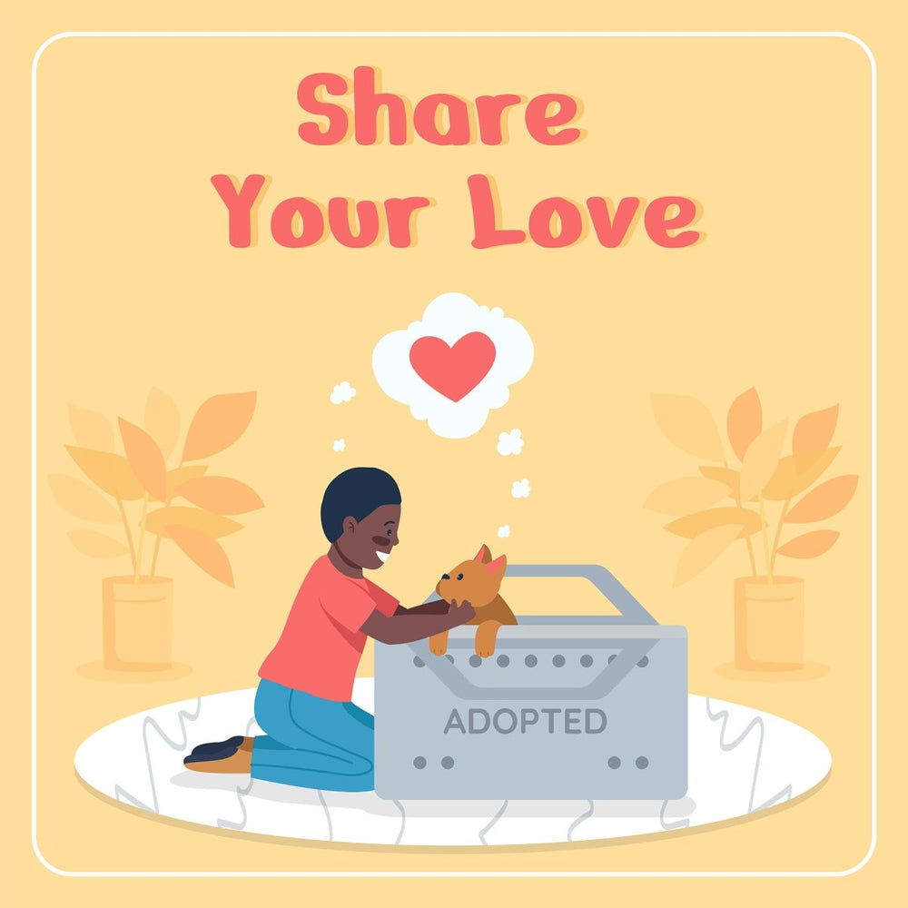 Adopting pet vector cards template with flat character set