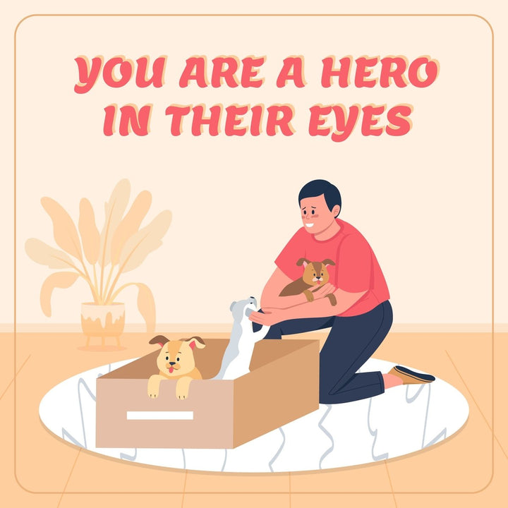Adopting pet vector cards template with flat character set