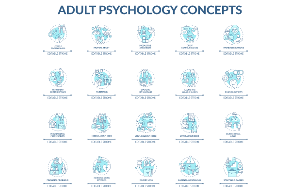 Adult Psychology Icons Bundle