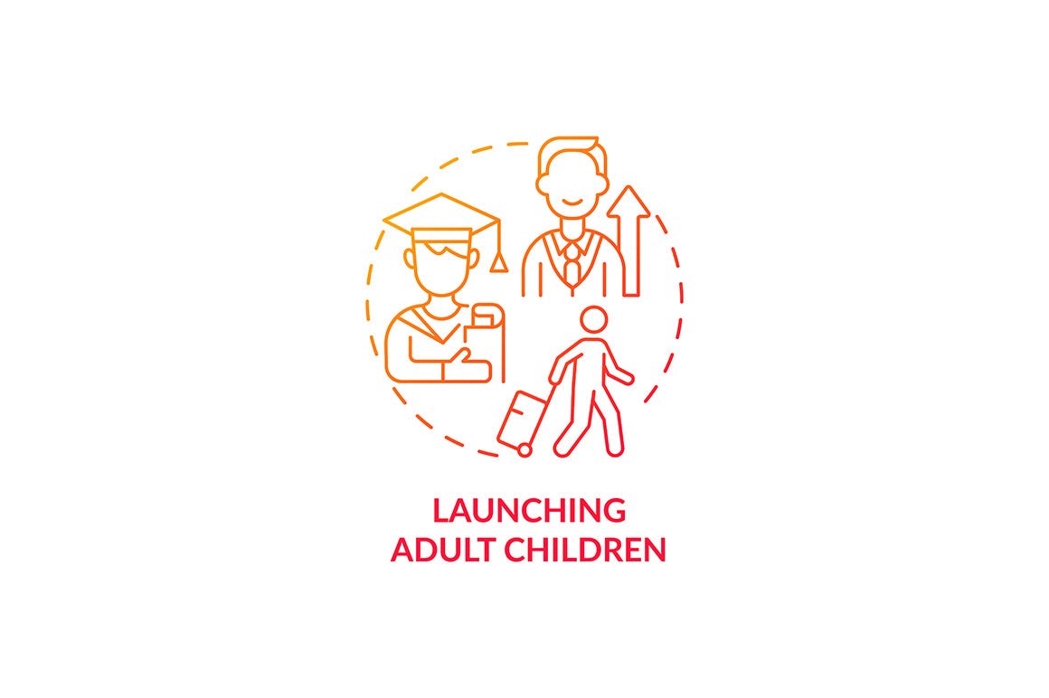 Adulthood psychology and social relationship concept icons set