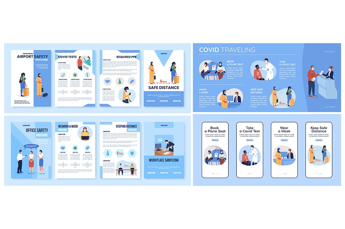 After covid color vector template set