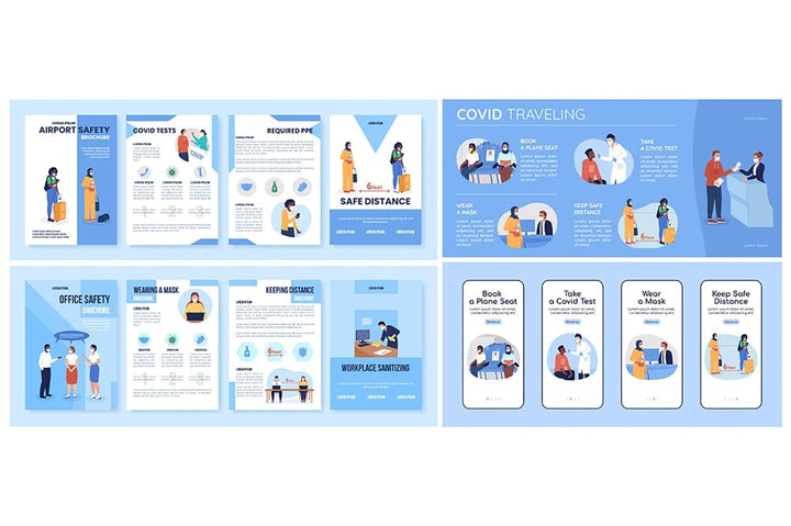 After covid color vector template set