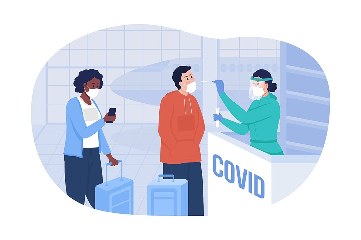 After covid precaution for office and travel 2D vector isolated illustration set