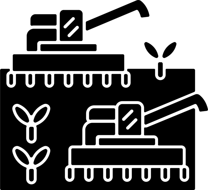 Agriculture related black glyph icons set on white space