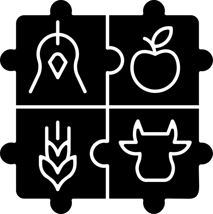Agriculture related black glyph icons set on white space
